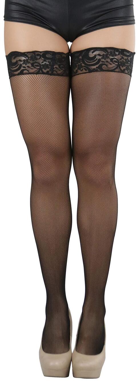 9959 Timeless Standard Micro Net Thigh High Stockings - Black - OS